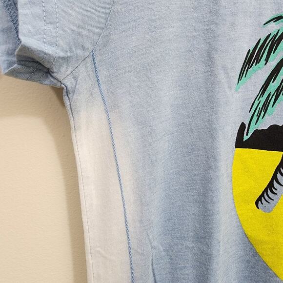 Hurley NWOT bleach dyed sides palm tree graphic cap sleeve t-shirt junior size L - Picture 2 of 6